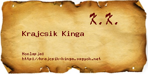 Krajcsik Kinga névjegykártya
